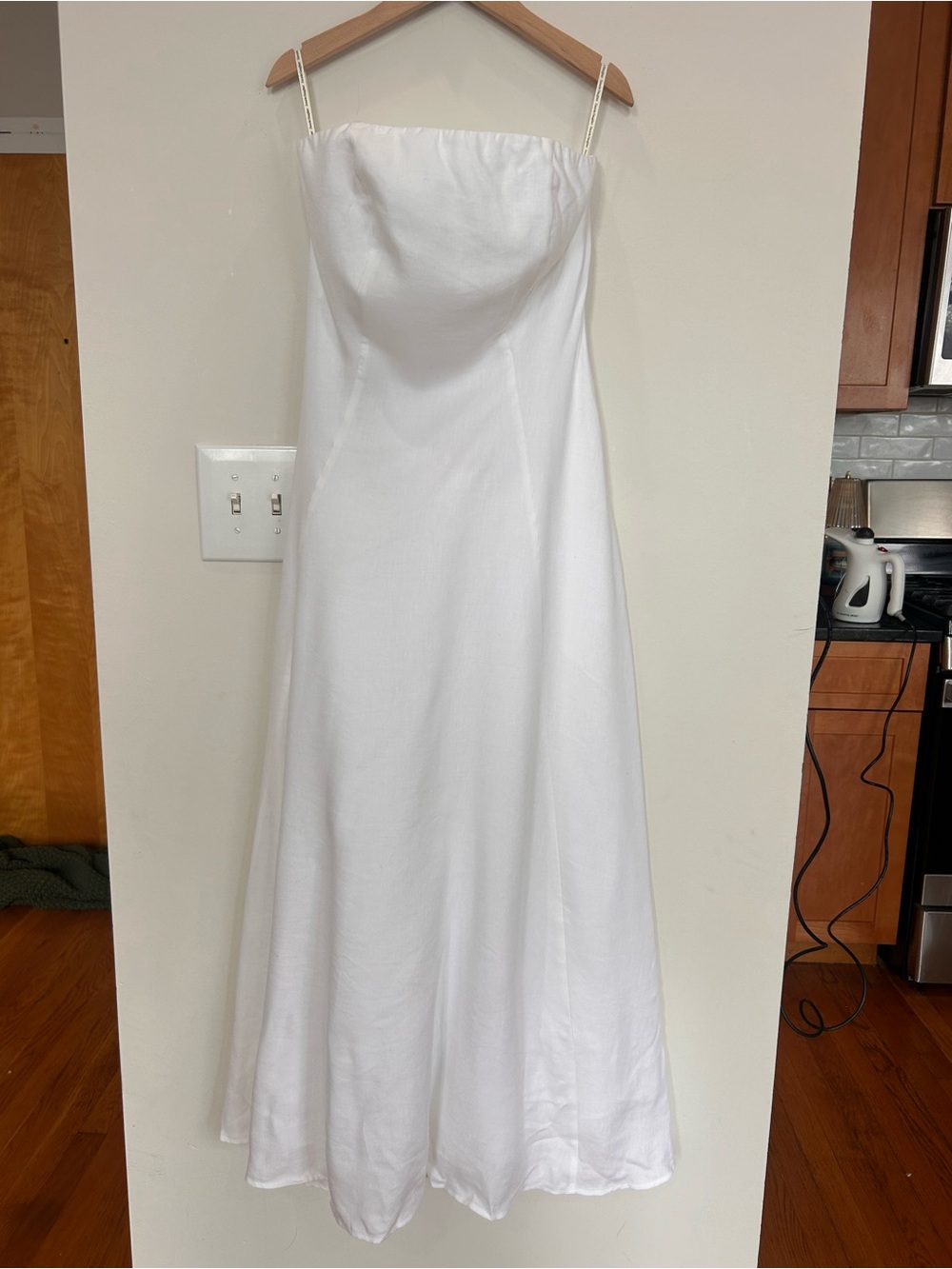 Favorite Daughter Strapless White Linen Midi Dress NWT - Picture 2 of 11